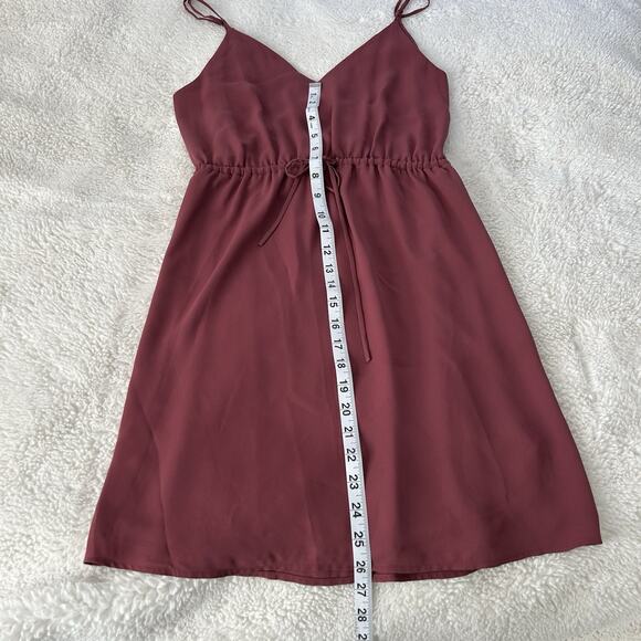 Aritzia Babaton Mini Dress Women's XS Cranberry Pink Sleeveless Tie - Picture 2 of 6